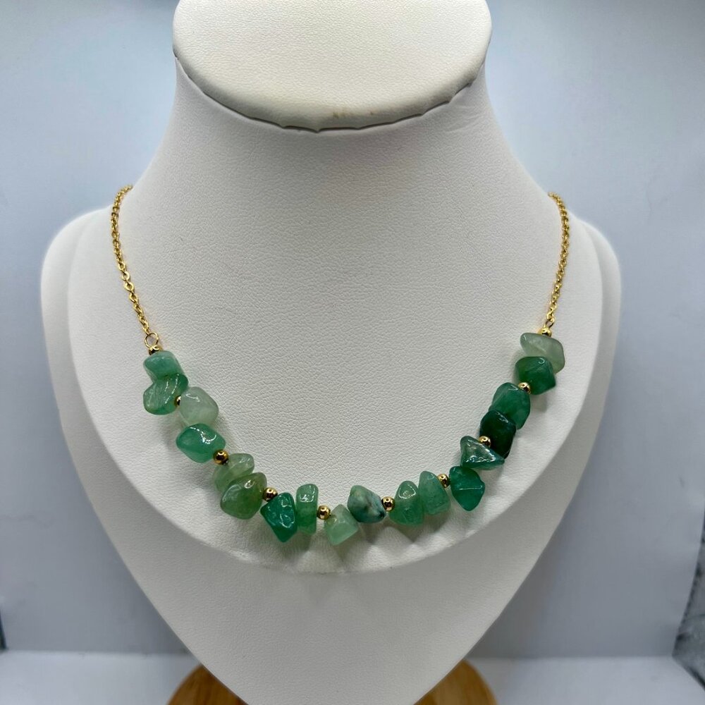 Green Jade Statement Gold Chain Necklace
